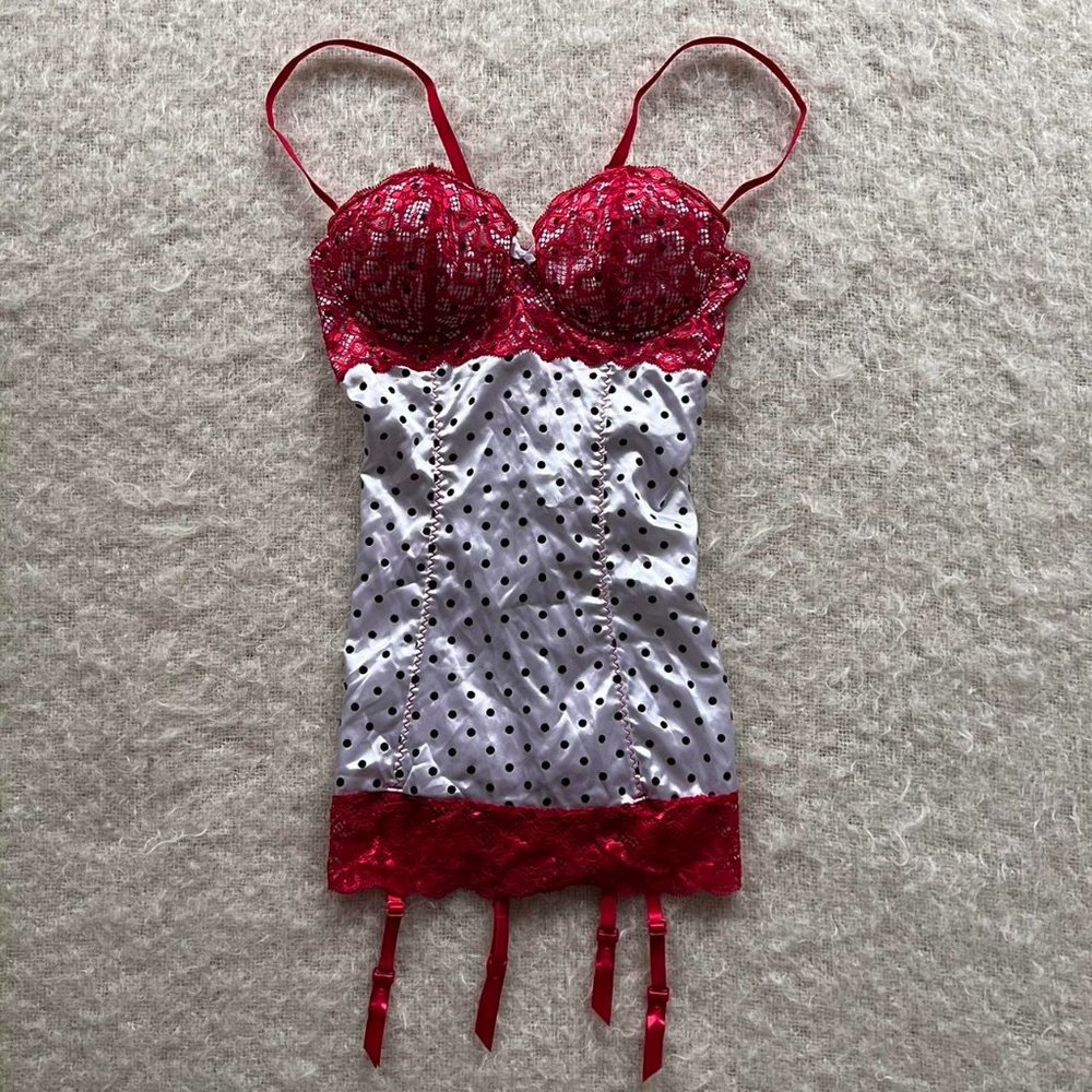 Women's Red and White Teddy